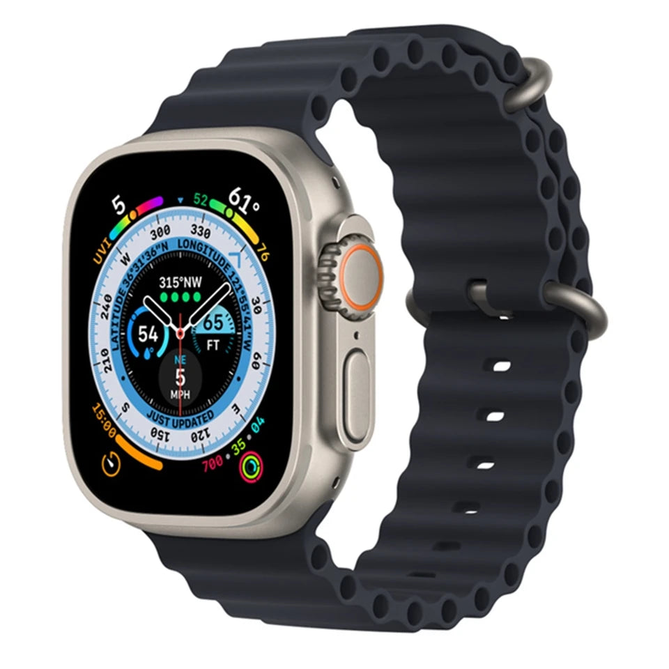 2022 NEW Apple Watch Ultra 49MM Smart Watch Titanium Case with Ocean Band Blood Oxygen 100m Water Resistant (Renewed)